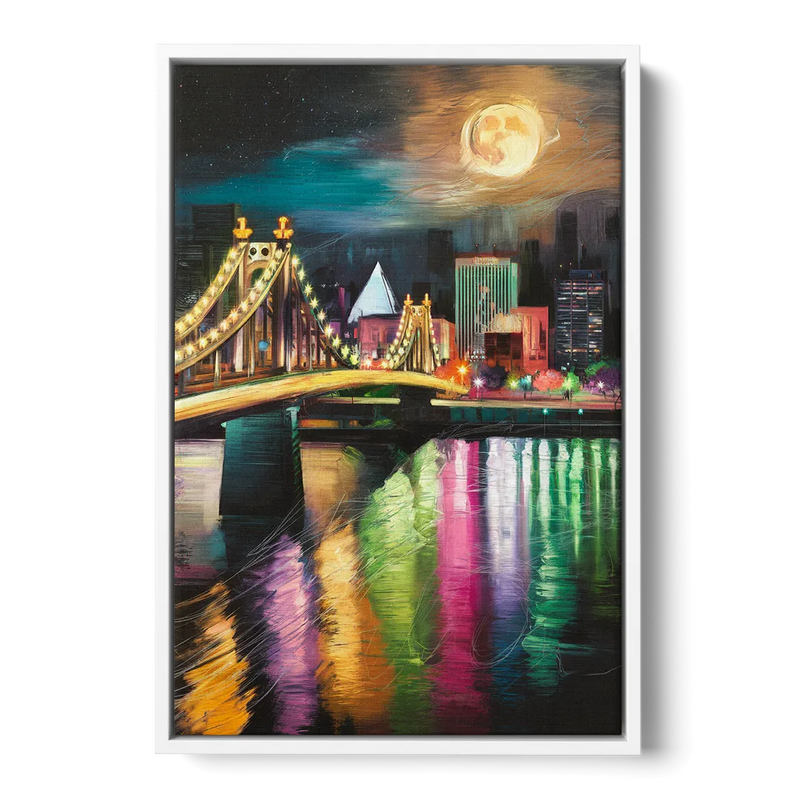 Memphis Vibrant Nightlife Front - White Canvas Wall Art