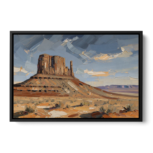 Men's Office Desert Mesa Under Slate Sky - Black Framed Canvas Wall Art - Front