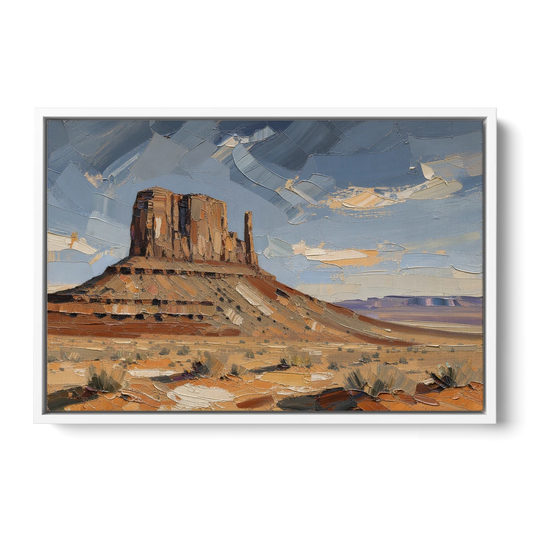 Men's Office Desert Mesa Under Slate Sky - White Framed Canvas Wall Art - Front