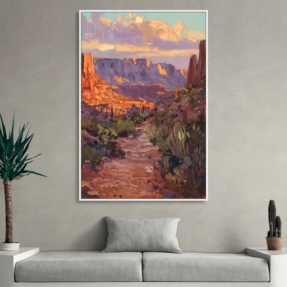 Mesa Arizona Trails Living Room - White Canvas Wall Art