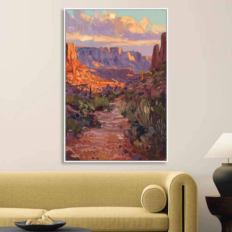 Mesa Arizona Trails Sitting Room - White Canvas Wall Art