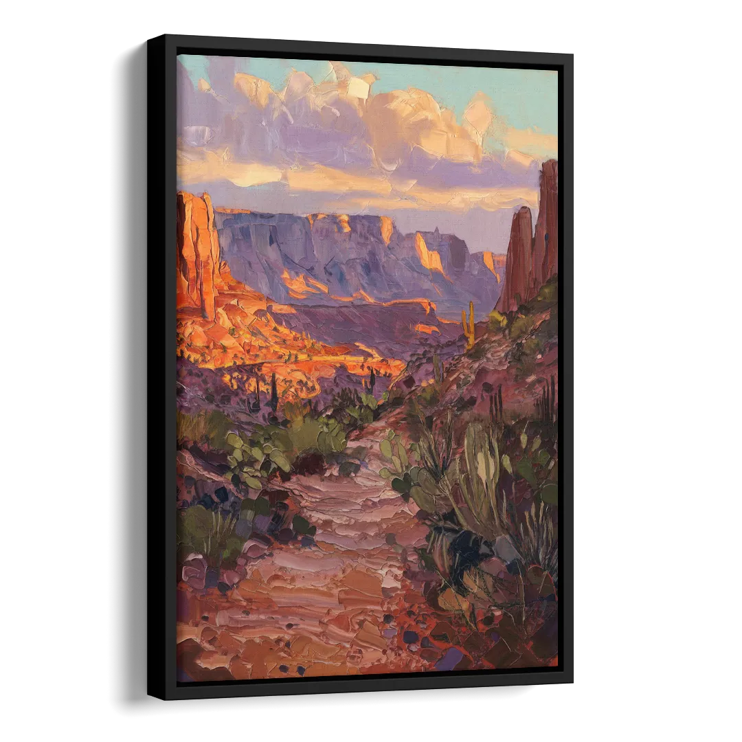 Mesa Arizona Trails Side - Black Canvas Wall Art
