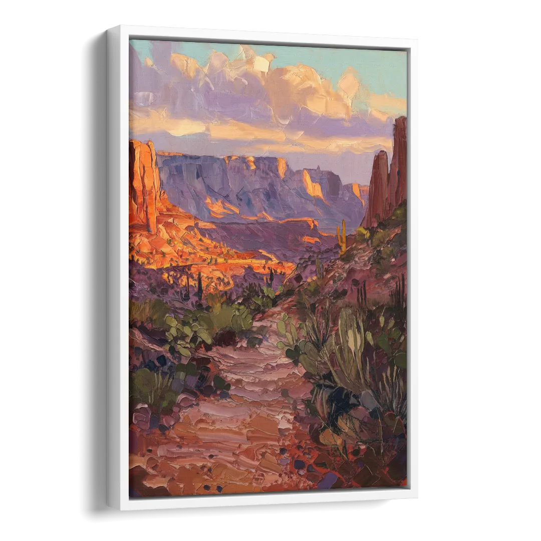 Mesa Arizona Trails Side - White Canvas Wall Art