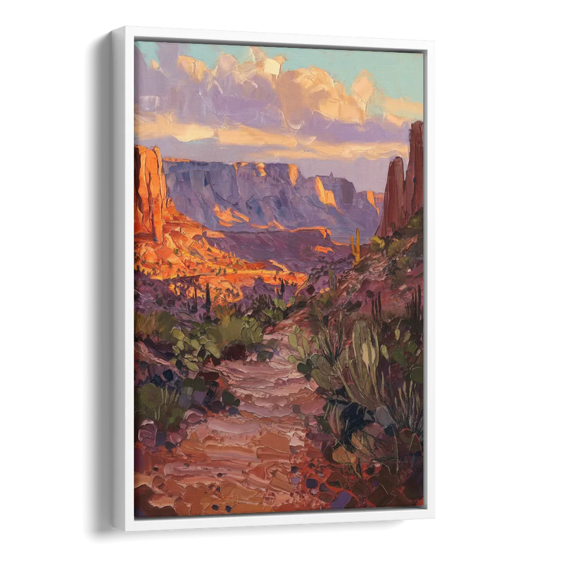Mesa Arizona Trails Side - White Canvas Wall Art