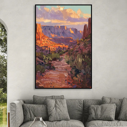 Mesa Arizona Trails Sitting Room - Black Canvas Wall Art
