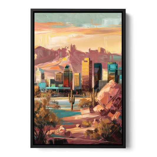 Mesa City Skyline - Black Framed Canvas Wall Art - Front