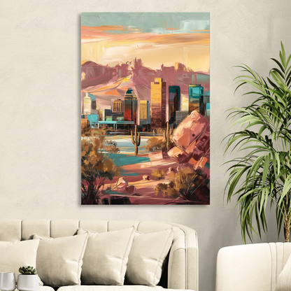 Mesa City Skyline Living Room - Canvas Wall Art