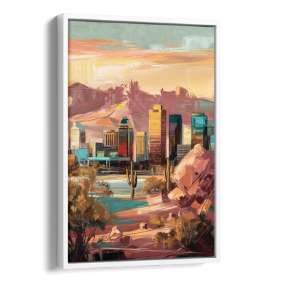 Mesa City Skyline Side - White Canvas Wall Art
