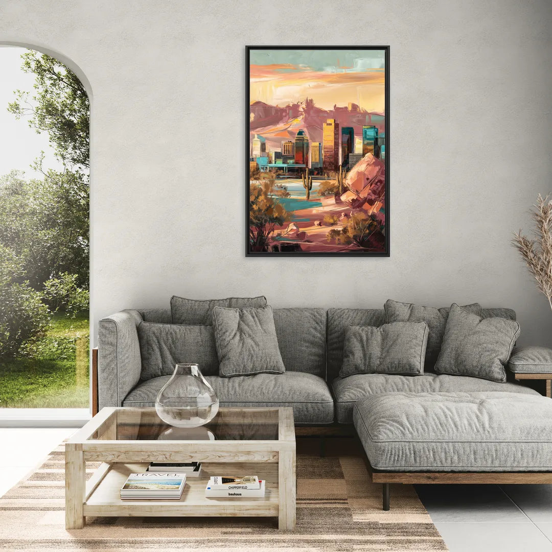 Mesa City Skyline - Living Room Black Frame Canvas