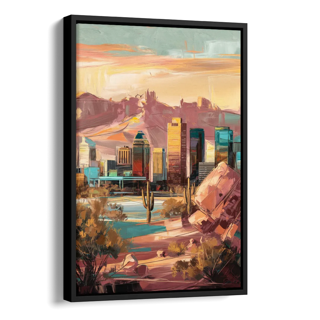 Mesa City Skyline Side - Black Canvas Wall Art