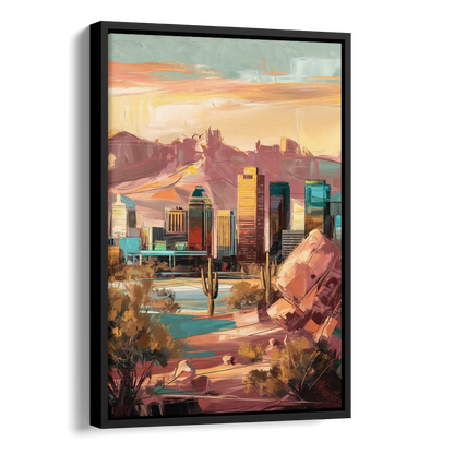 Mesa City Skyline Side - Black Canvas Wall Art