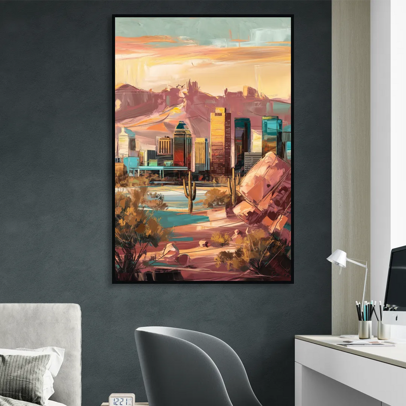 Mesa City Skyline Sitting Room - Black Canvas Wall Art