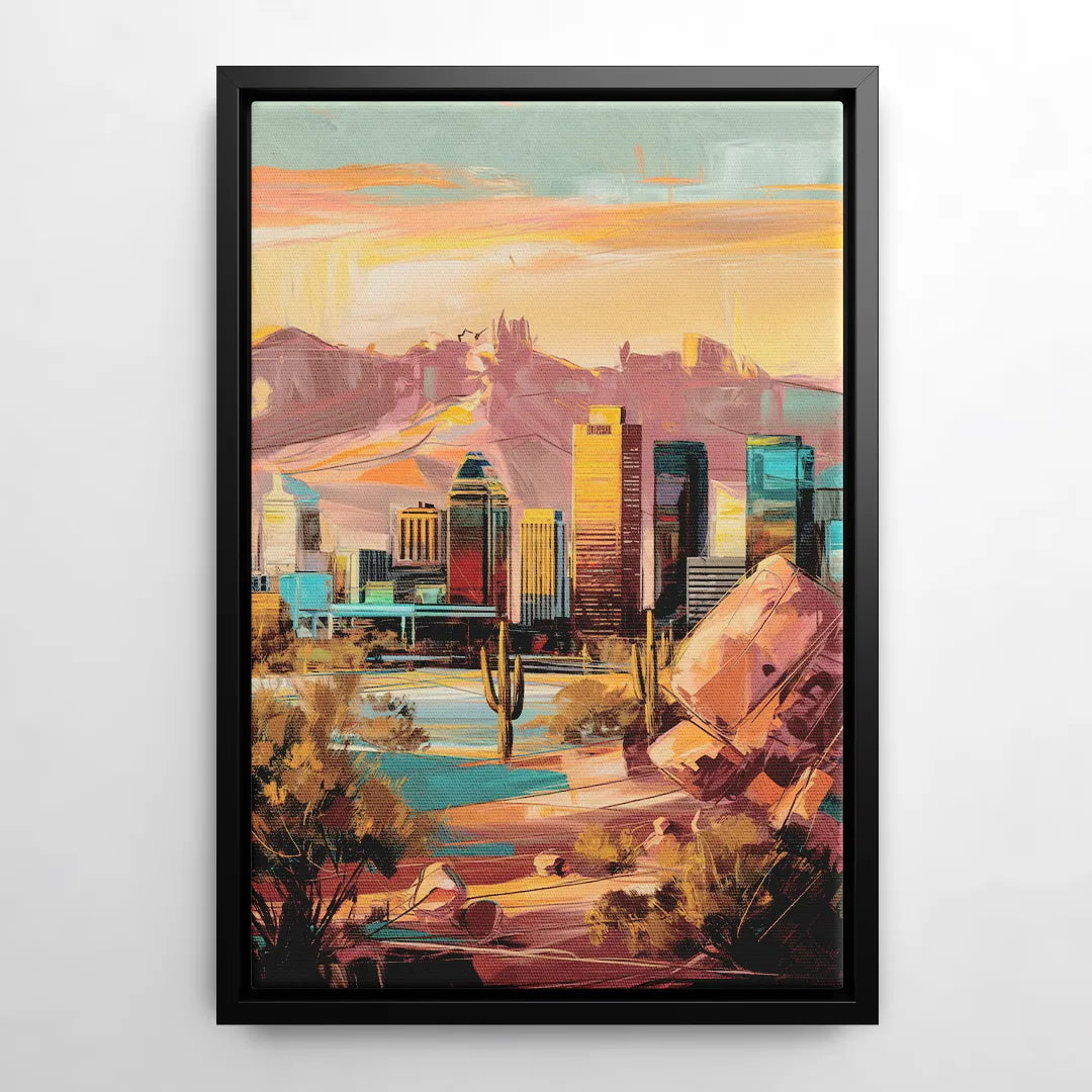 Mesa City Skyline - Black Frame Canvas
