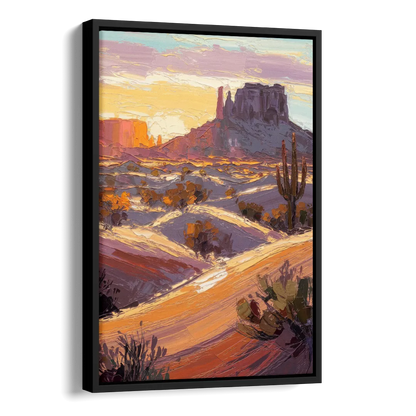 Mesa Desert Sunset Side - Black Canvas Wall Art
