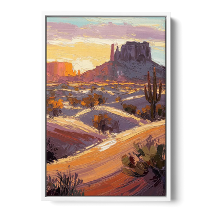 Mesa Desert Sunset Front - White Canvas Wall Art