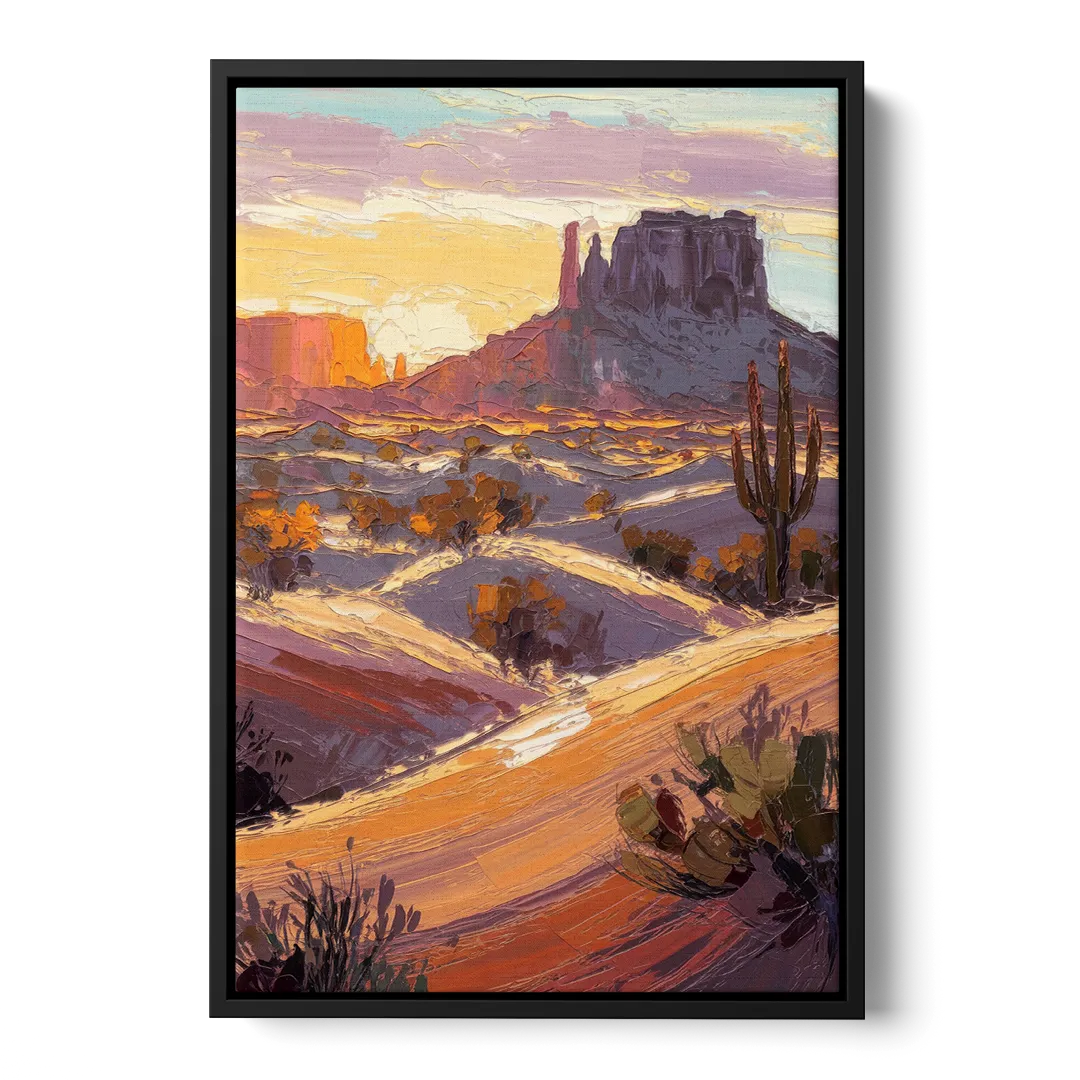 Mesa Desert Sunset Front - Black Canvas Wall Art