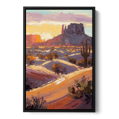 Mesa Desert Sunset Front - Black Canvas Wall Art