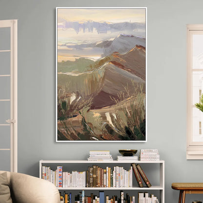 Mesa Mountain Views Living Room - White Canvas Wall Art