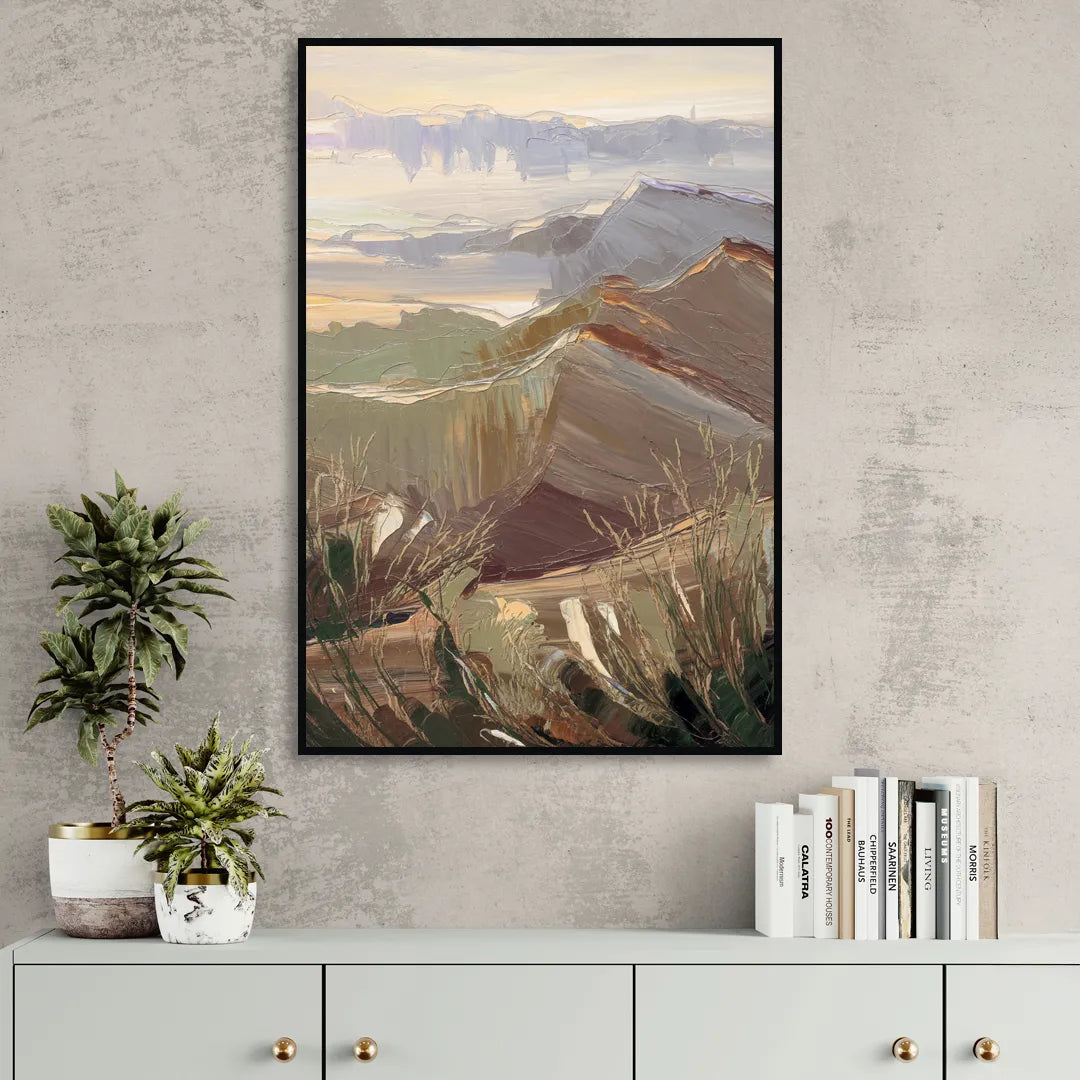 Mesa Mountain Views Living Room - Black Canvas Wall Art