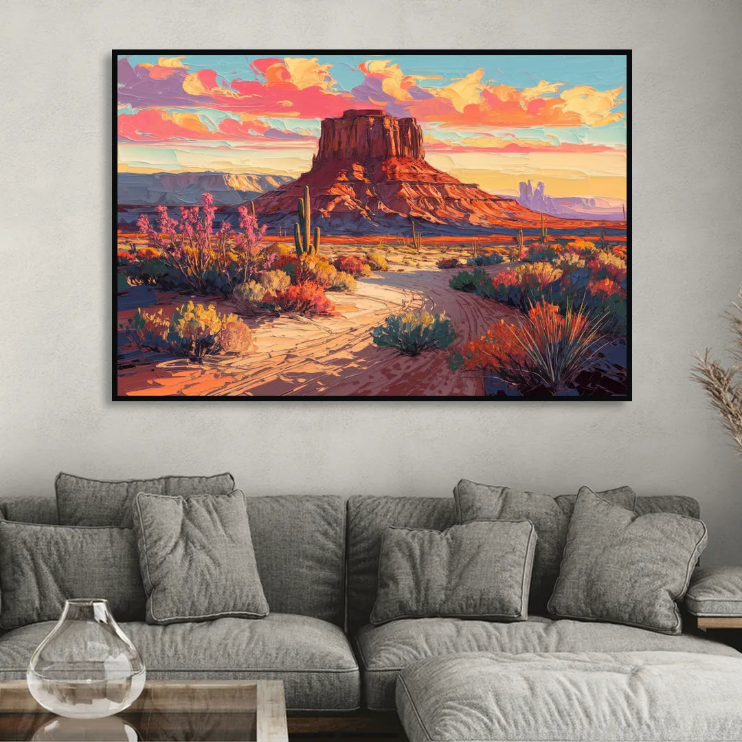 Mesa Scenic Desert Living Room - Black Canvas Wall Art
