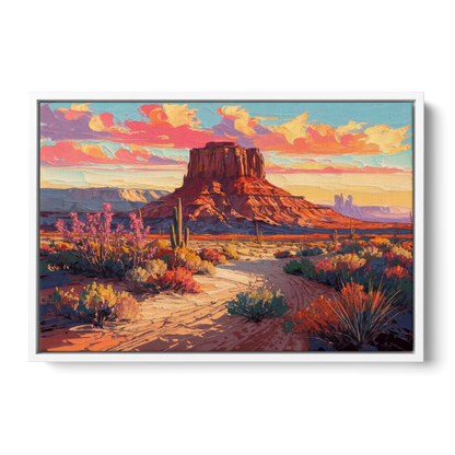 Mesa Scenic Desert Front - White Canvas Wall Art