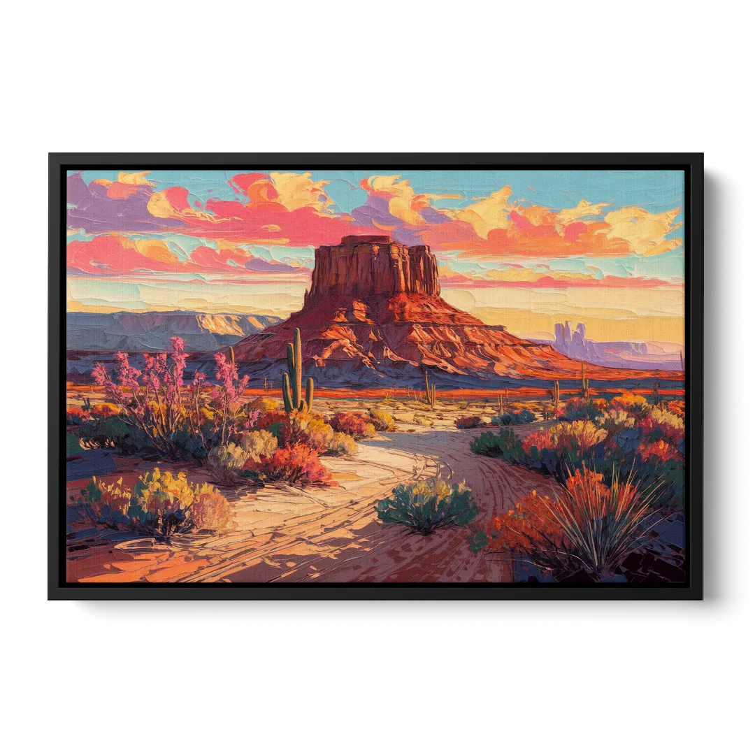 Mesa Scenic Desert Front - Black Canvas Wall Art