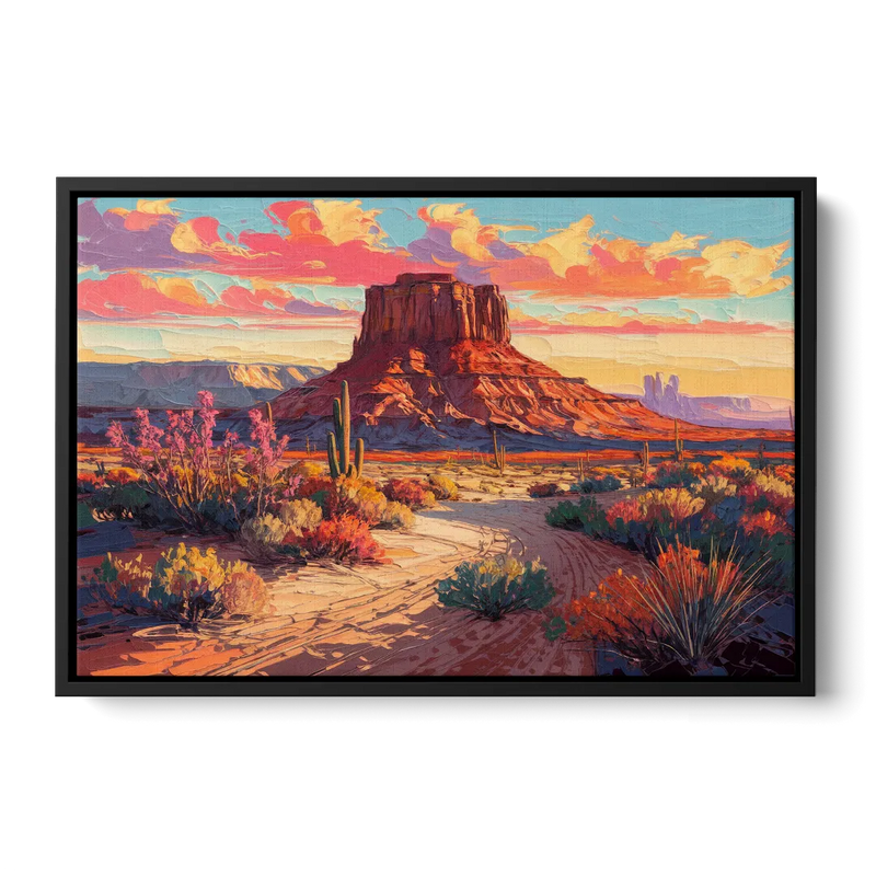 Mesa Scenic Desert Front - Black Canvas Wall Art