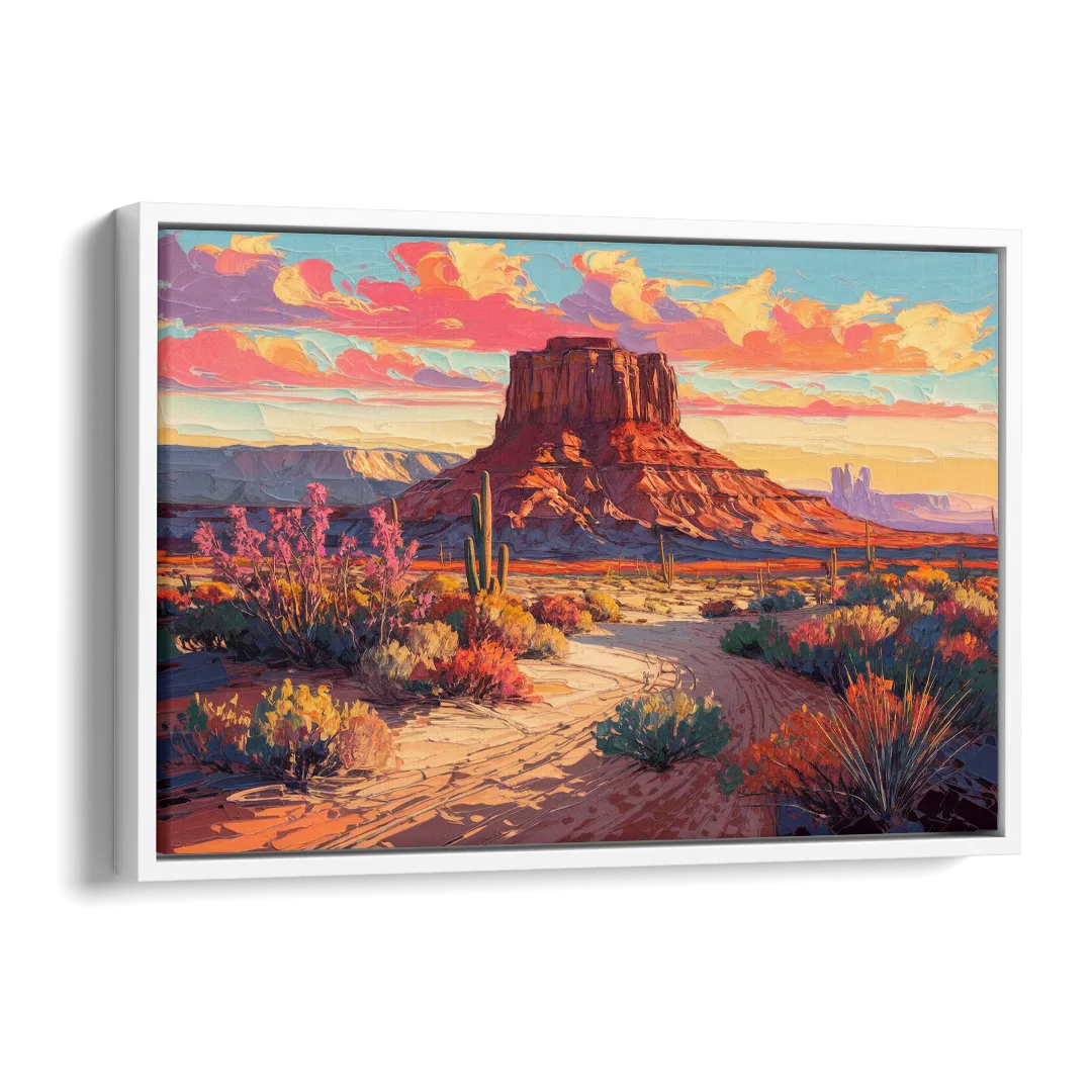 Mesa Scenic Desert Side - White Canvas Wall Art