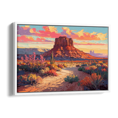 Mesa Scenic Desert Side - White Canvas Wall Art