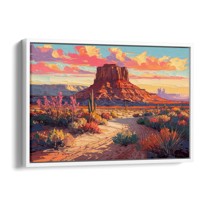 Mesa Scenic Desert Side - White Canvas Wall Art