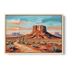 Mesa Scenic Desert - Oak Framed Canvas Wall Art - Front