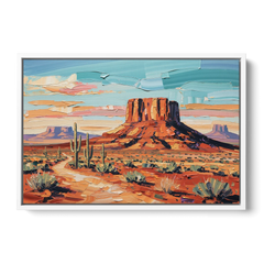 Mesa Scenic Desert - White Framed Canvas Wall Art - Front