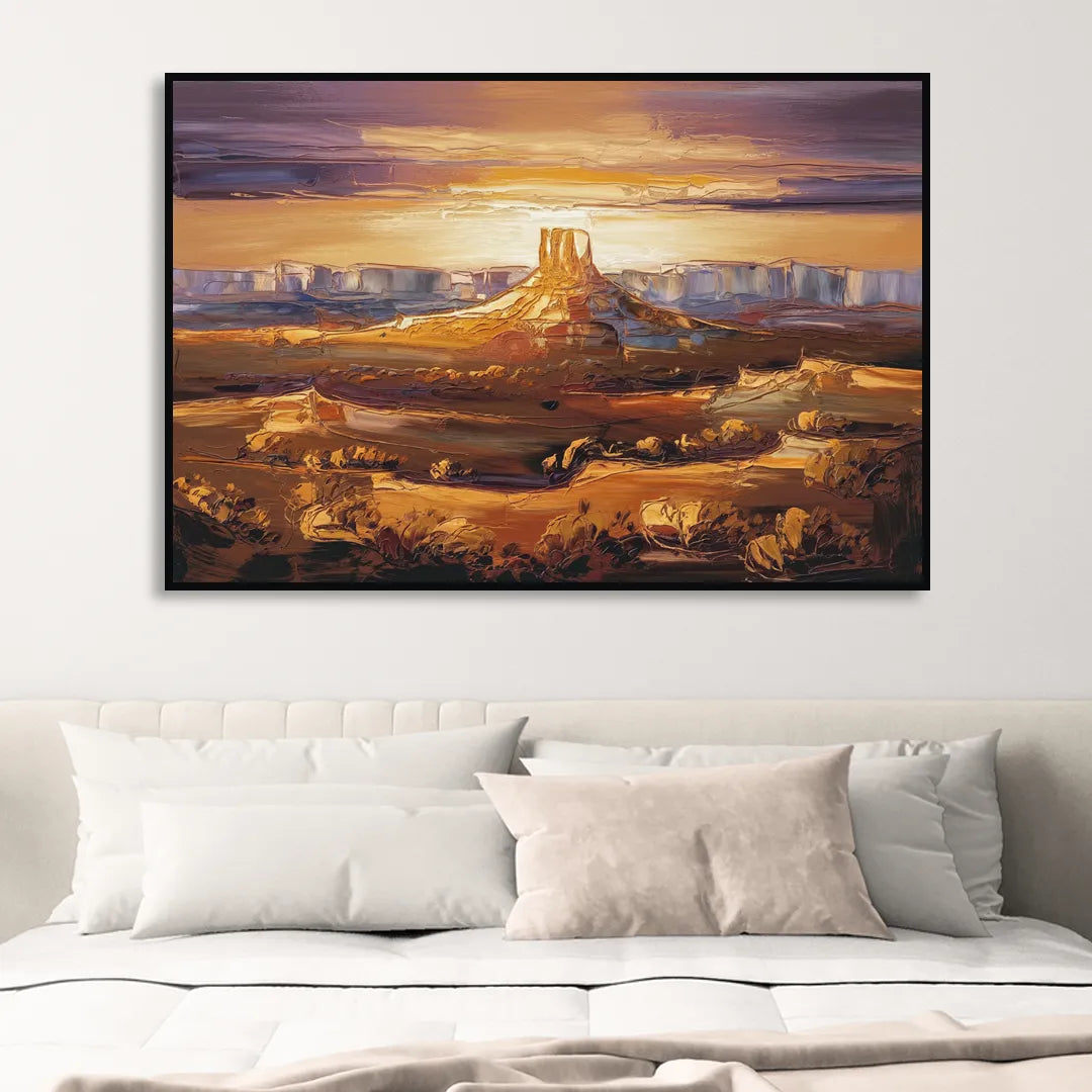 Mesa Sunlit Horizons Sitting Room - Black Canvas Wall Art