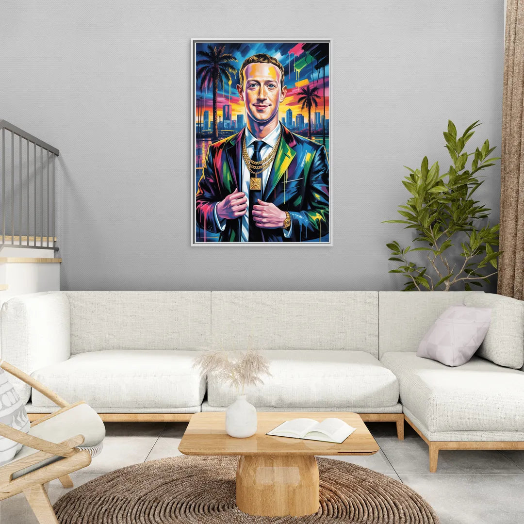 Meta Mind - Living Room White Frame Canvas