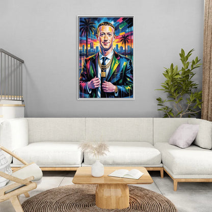 Meta Mind - Living Room White Frame Canvas