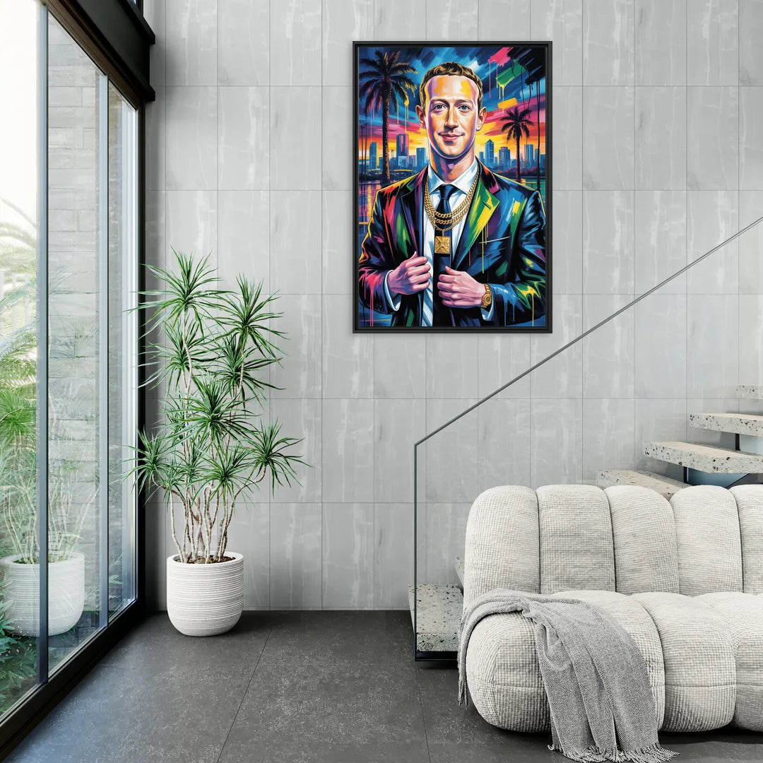 Meta Mind - Living Room Black Frame Canvas