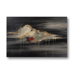 Metallic Gold Ivory Cloud Drift for the Living Room - Canvas Wall Art - Front