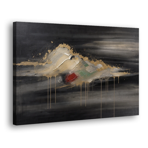 Metallic Gold Ivory Cloud Drift for the Living Room - Canvas Wall Art - Side