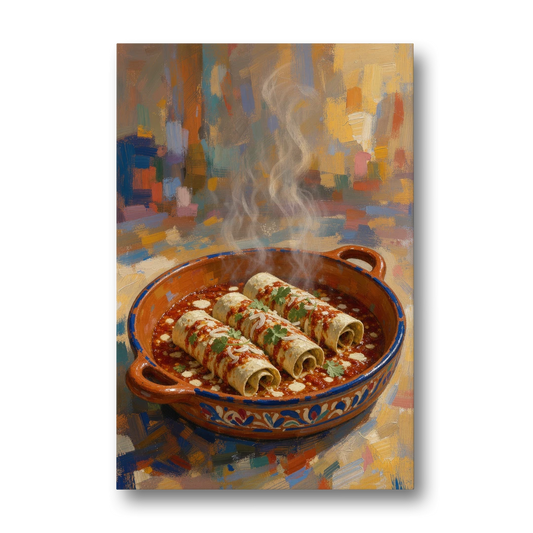 Mexican Food Wall Art of Baked Enchiladas - Canvas Wall Art - Front