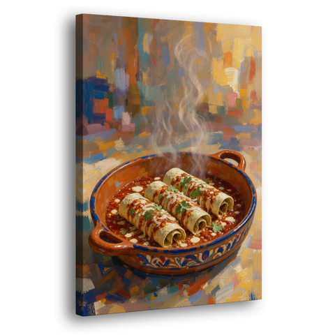Mexican Food Wall Art of Baked Enchiladas - Canvas Wall Art - Side