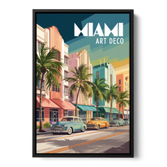 Miami Art Deco District - Black Framed Canvas Wall Art - Front