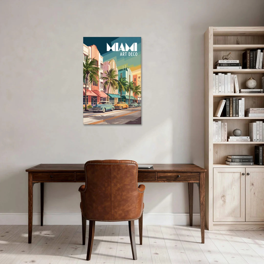 Miami Art Deco District - Canvas Wall Art - Office - 24x36