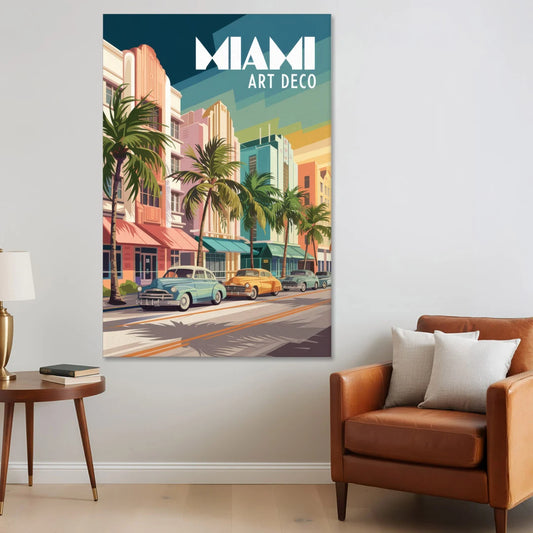 Miami Art Deco District - Canvas Wall Art - Sofa - 40x60