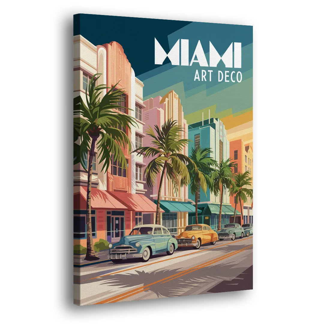 Miami Art Deco District Side - Canvas Wall Art