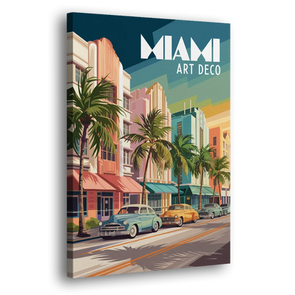 Miami Art Deco District Side - Canvas Wall Art