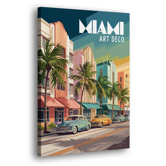 Miami Art Deco District Side - Canvas Wall Art