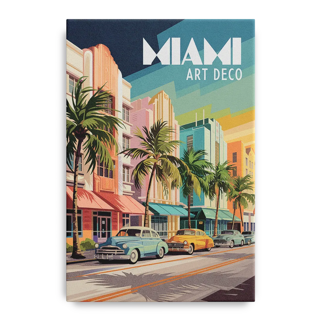 Miami Art Deco District Front - Canvas Wall Art