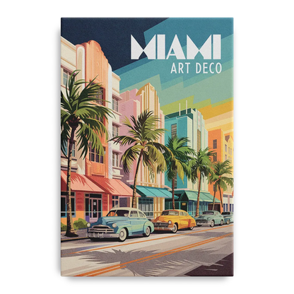 Miami Art Deco District Front - Canvas Wall Art