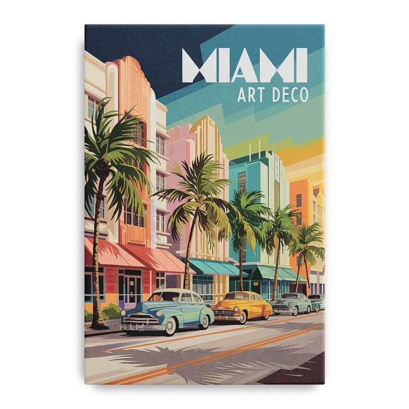 Miami Art Deco District Front - Canvas Wall Art