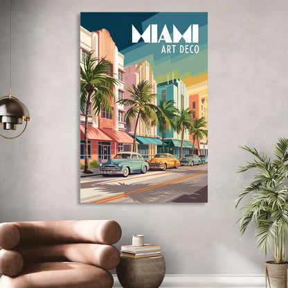 Miami Art Deco District Sitting Room - Canvas Wall Art